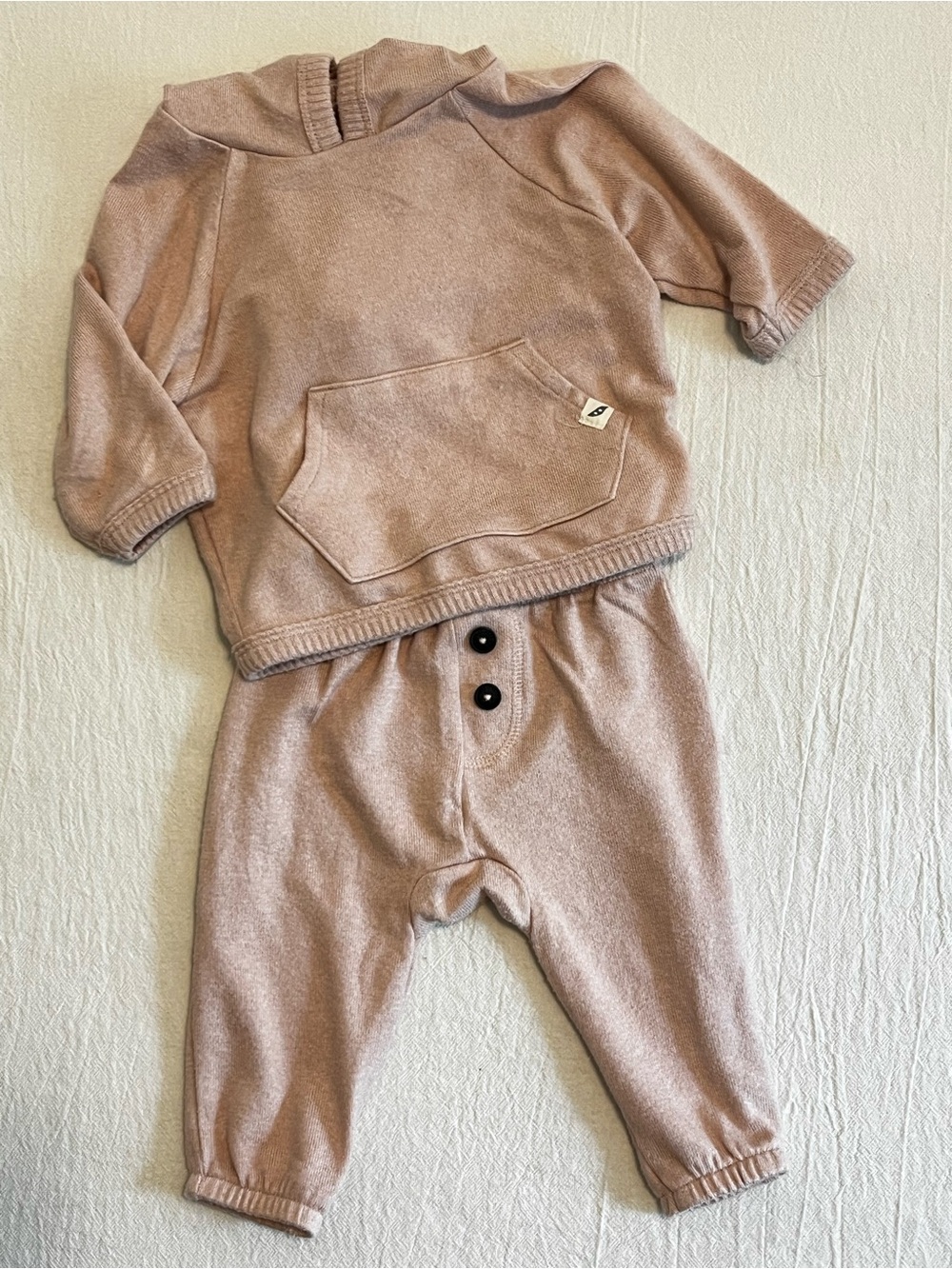 Easy Peasy Baby Knit Lounge Set Blush Pink Pocket Sweatshirt Joggers Set 0-3mo